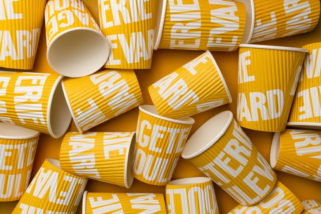 yellow eco friendly cups for small manufacturing business