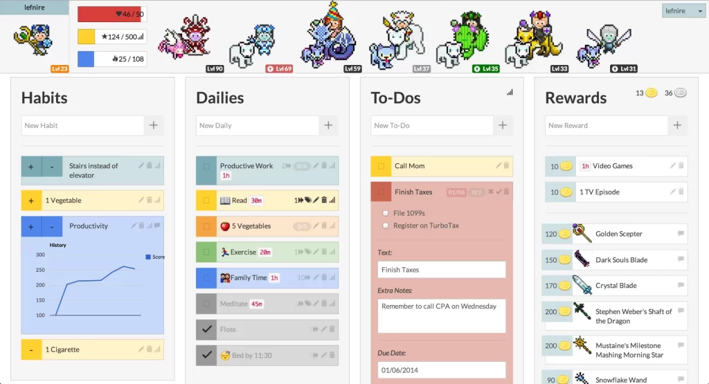 habitica best productivity app screenshot