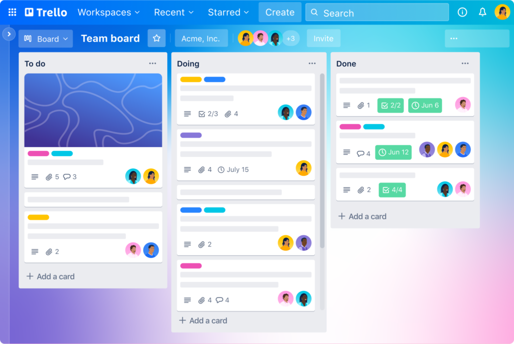 trello screenshots