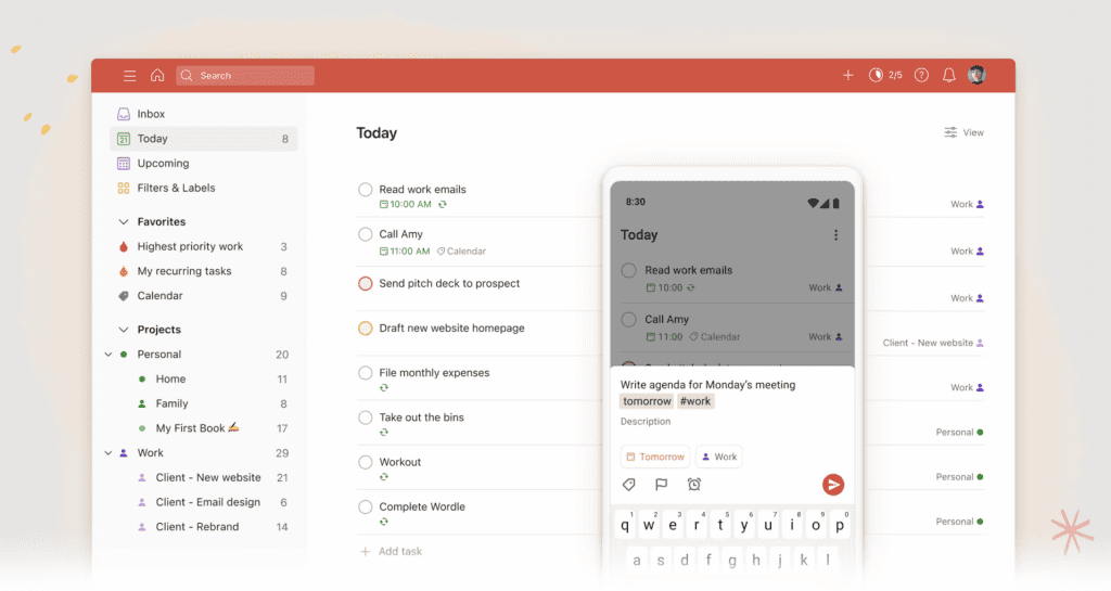 todoist app screenshots